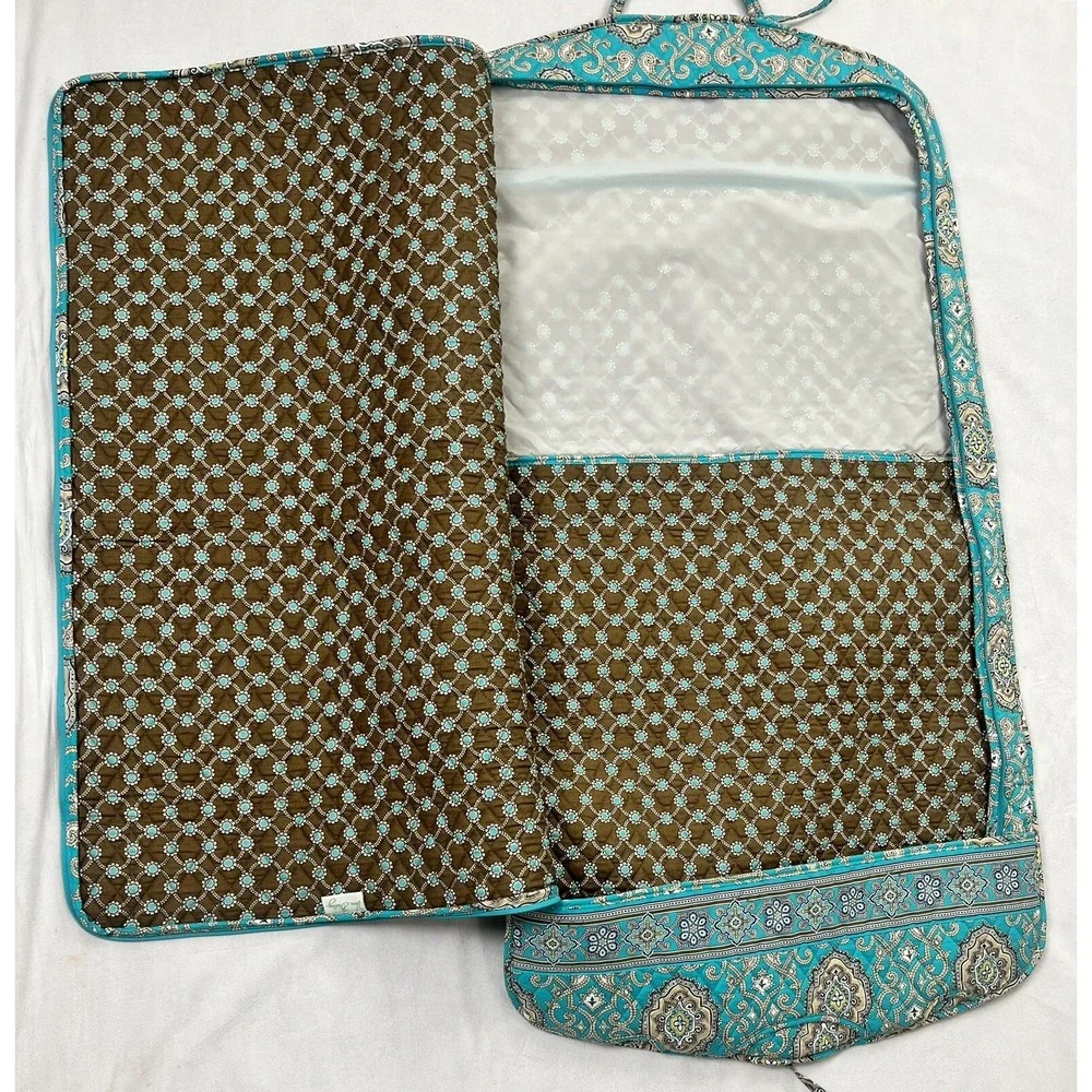 Vera Bradley Hanging Garment Travel Bag Totally Turks Blue Teal Brown Tan O/S